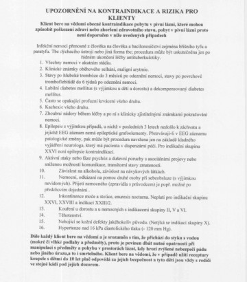 upozornění na kontraindikace a rizika