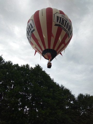 balon Viktoria nad stromy